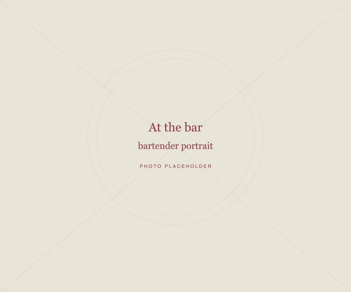Placeholder: At the bar · bartender portrait