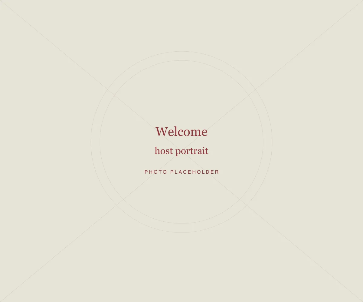 Placeholder: Welcome · host portrait